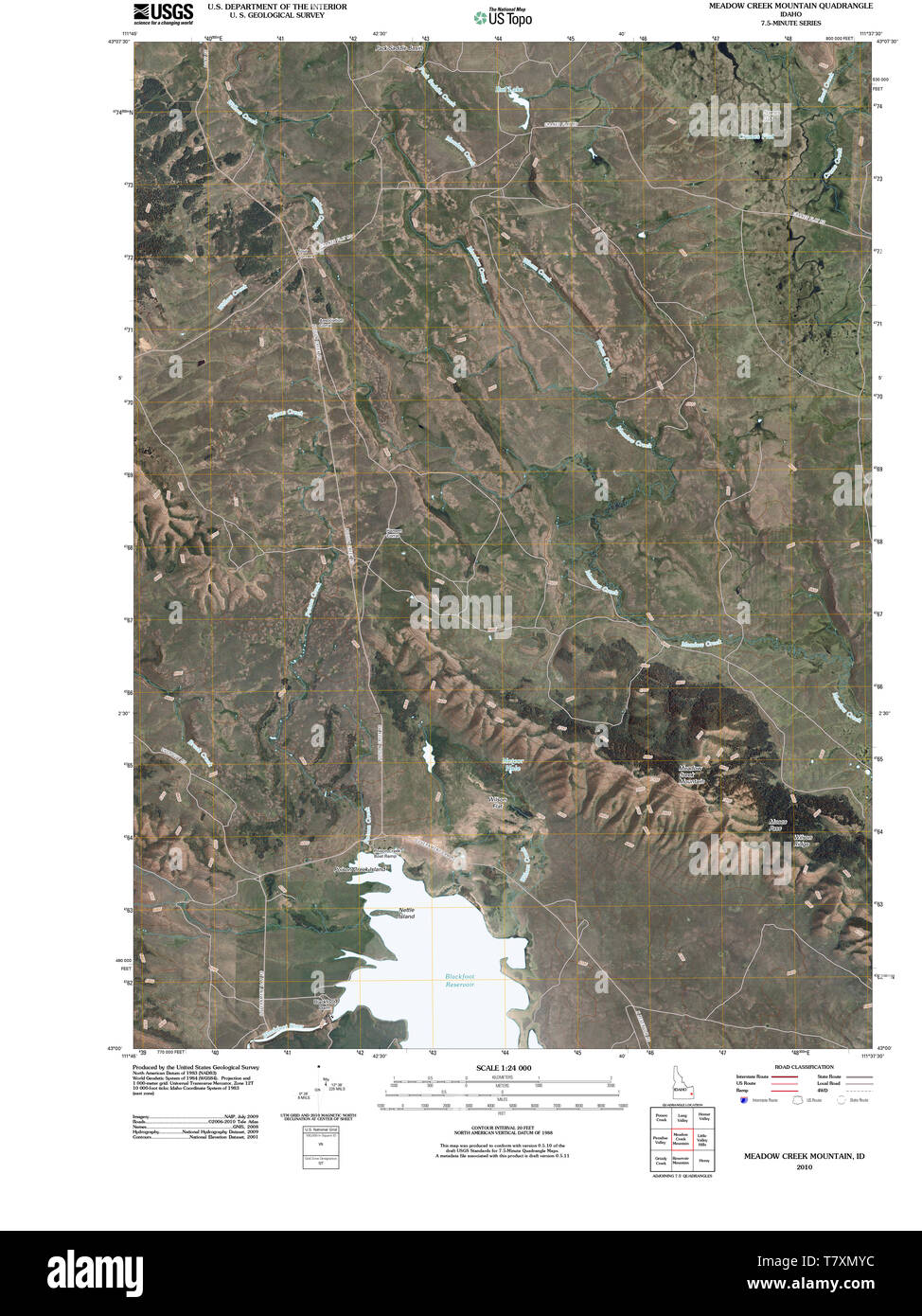 Carte TOPO USGS Idaho ID Meadow Creek Mountain 20101117 Restauration TM Banque D'Images
