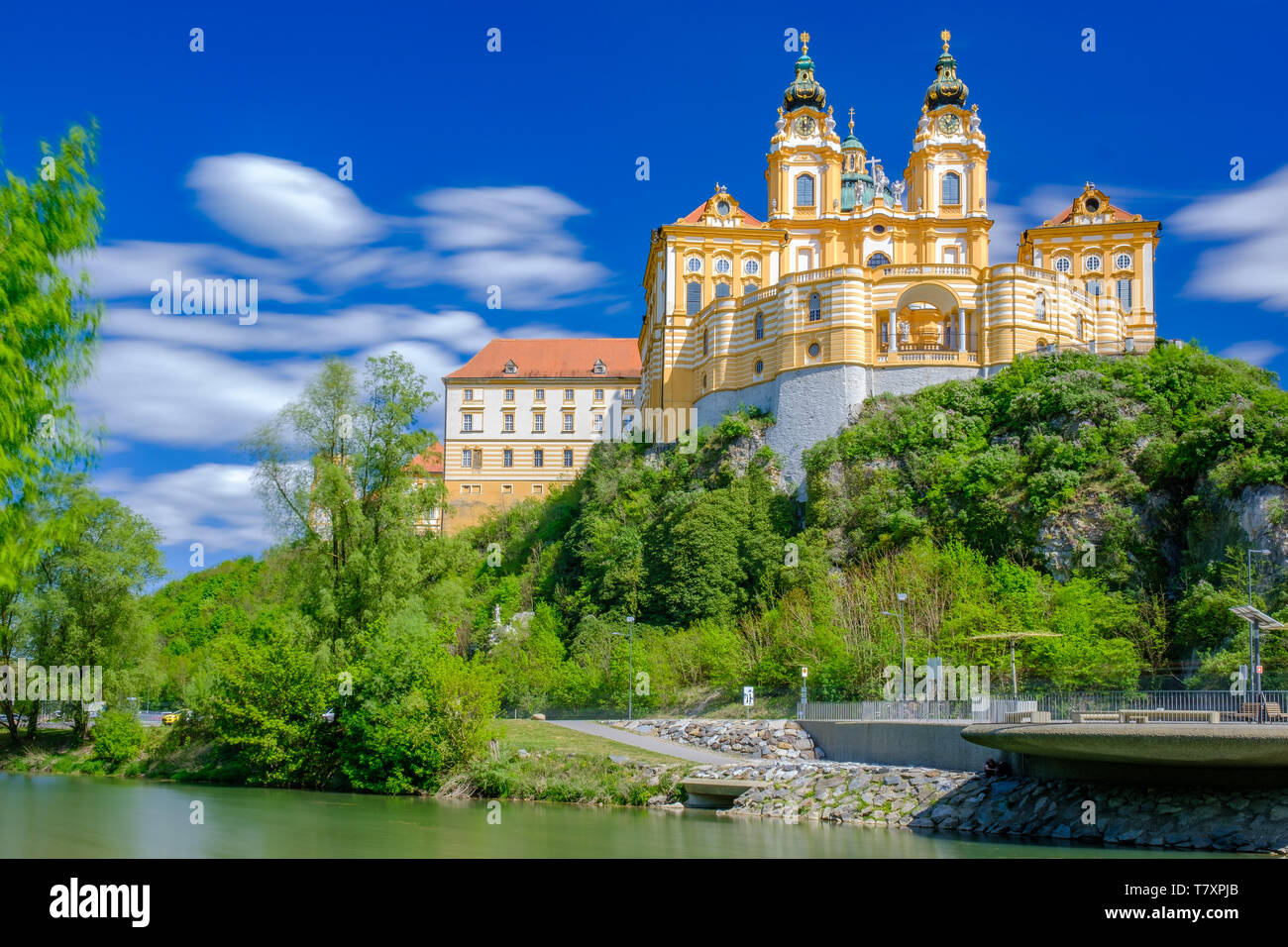Danube et monastère de Melk, Autriche Banque D'Images