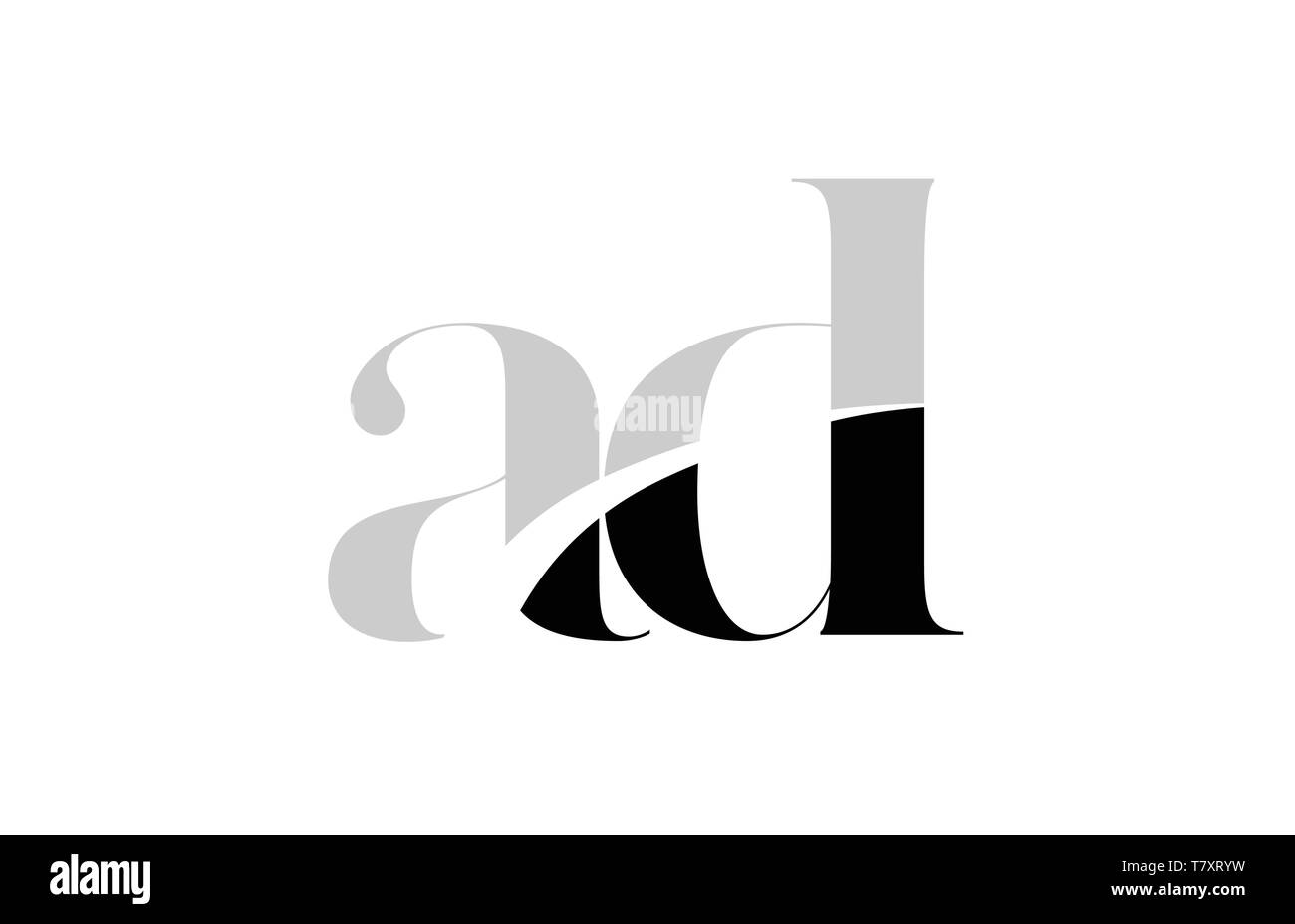 Lettre alphabet noir et blanc d'une icône ad logo design pour une société ou entreprise Illustration de Vecteur