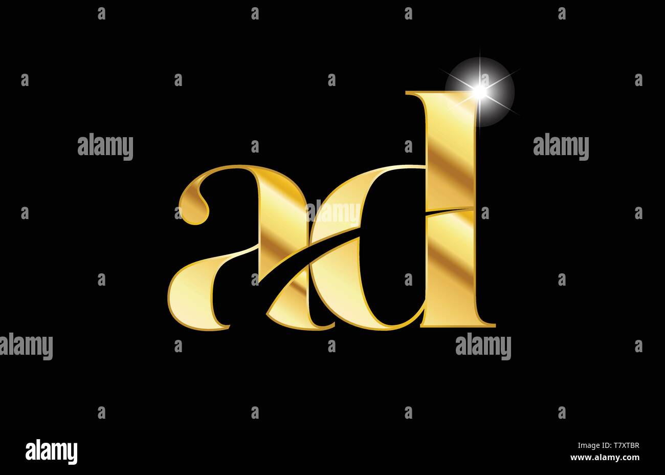 Métal doré or lettre alphabet métallique d'une icône ad logo design pour une société ou entreprise Illustration de Vecteur