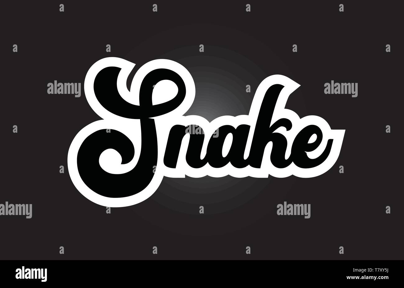 Snake part écrit un texte pour typographie iocn dessin en noir et blanc. Peut être utilisé pour un logo, image de marque ou de la carte Illustration de Vecteur