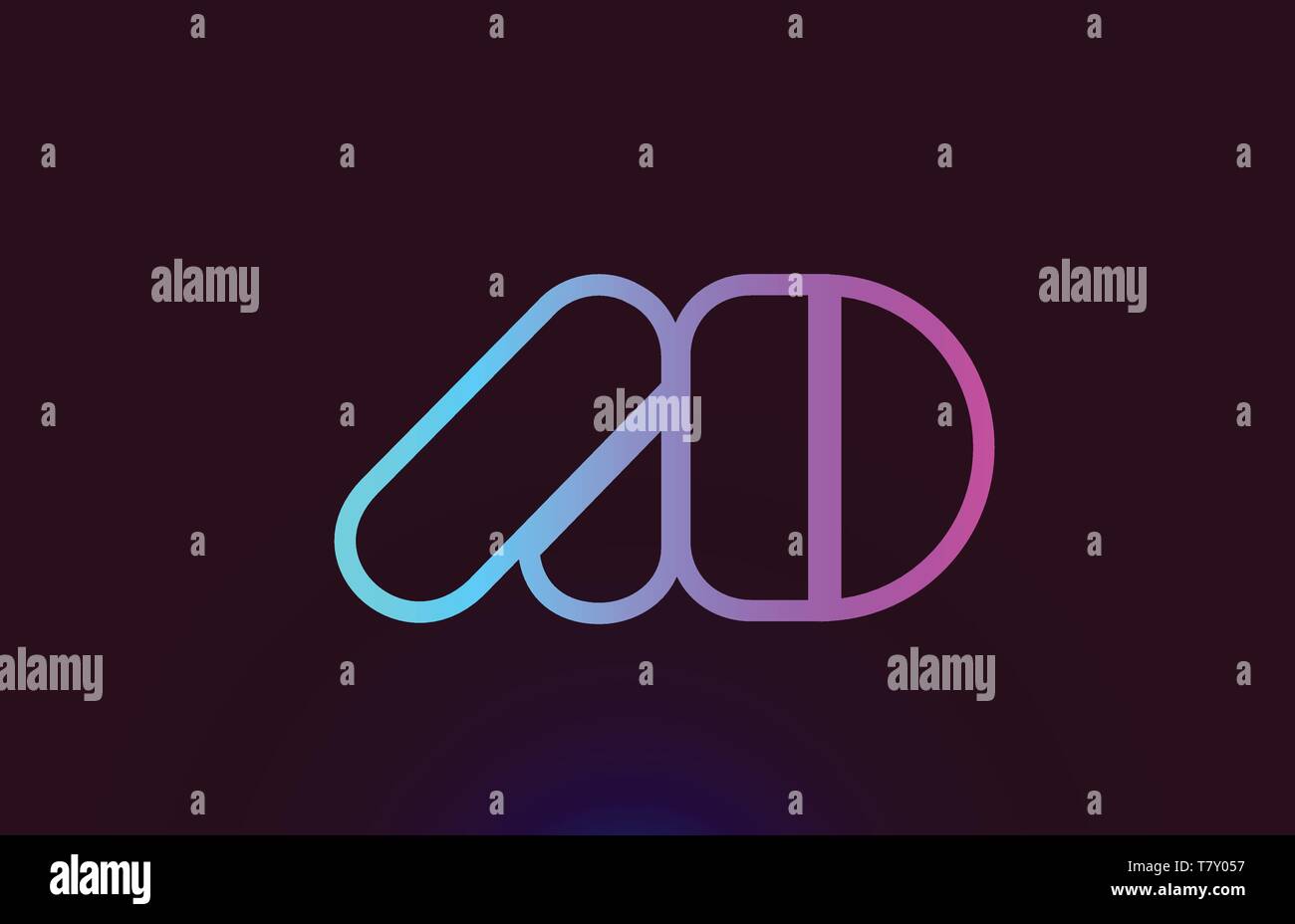 Annonce A D ligne rose rejoint lettre de l'alphabet combinaison approprié comme une icône logo design pour une société ou entreprise Illustration de Vecteur