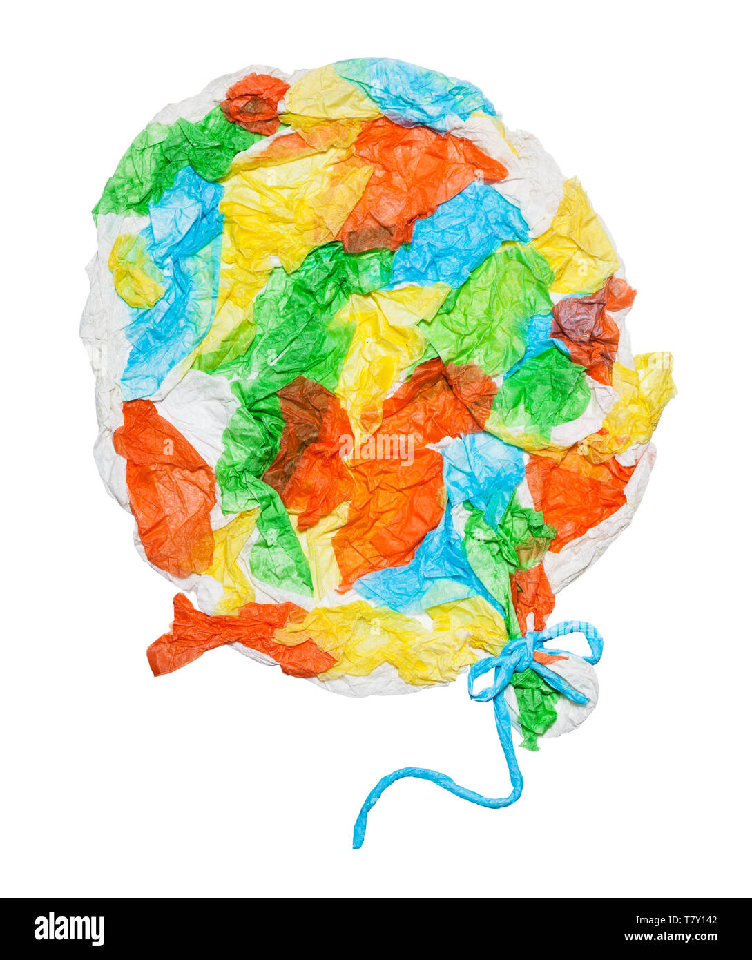 Balloon collé à partir de morceaux de papier froissé isolé sur fond blanc Banque D'Images