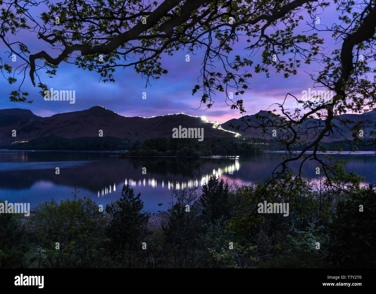 Lakeland Festival de lumière sur - Catbells Derwentwater, Keswick, Lake District Banque D'Images