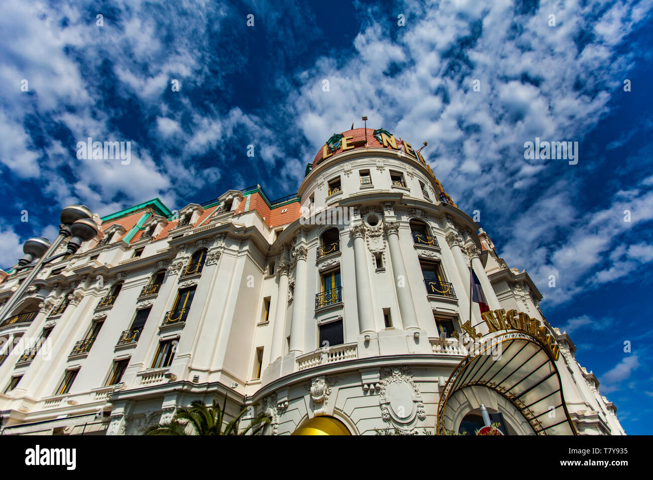 NICE, FRANCE - 1 mai 2019 : Hôtel Le Negresco à Nice, France. C'est un hôtel de luxe, construit à 1913. Banque D'Images