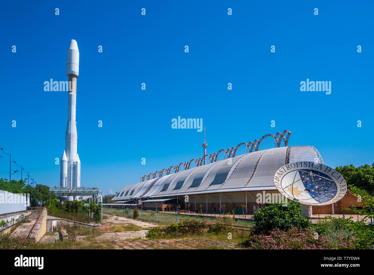 Expo Building replica Séville Arianne Sky Rocket Banque D'Images