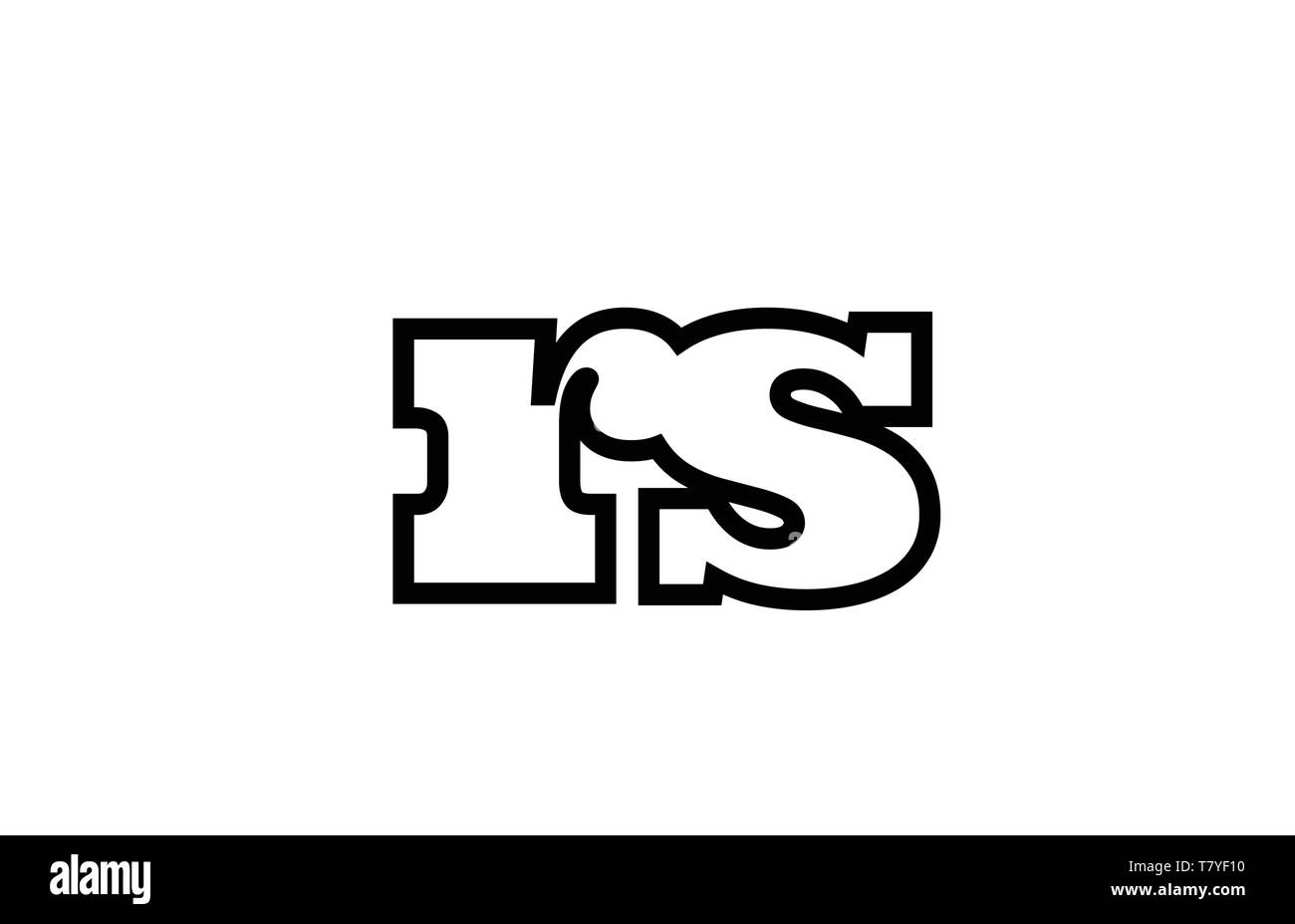 Connecté ou rejoint rs r s lettre alphabet noir combinaison approprié comme une icône logo design pour une société ou entreprise Illustration de Vecteur