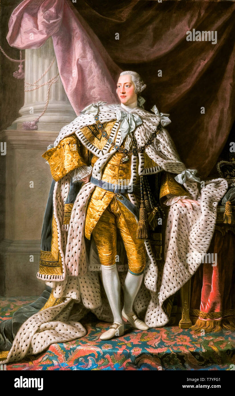 Roi George III (1738-1820), roi de Grande-Bretagne et d'Irlande, en robes de couronnement, portrait peint par Allan Ramsay, vers 1765 Banque D'Images