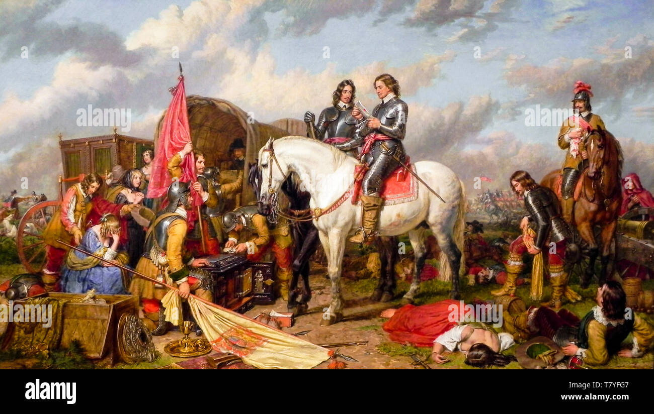Charles Landseer, Oliver Cromwell à la bataille de Naseby, guerre civile anglaise peinture, 1851 Banque D'Images