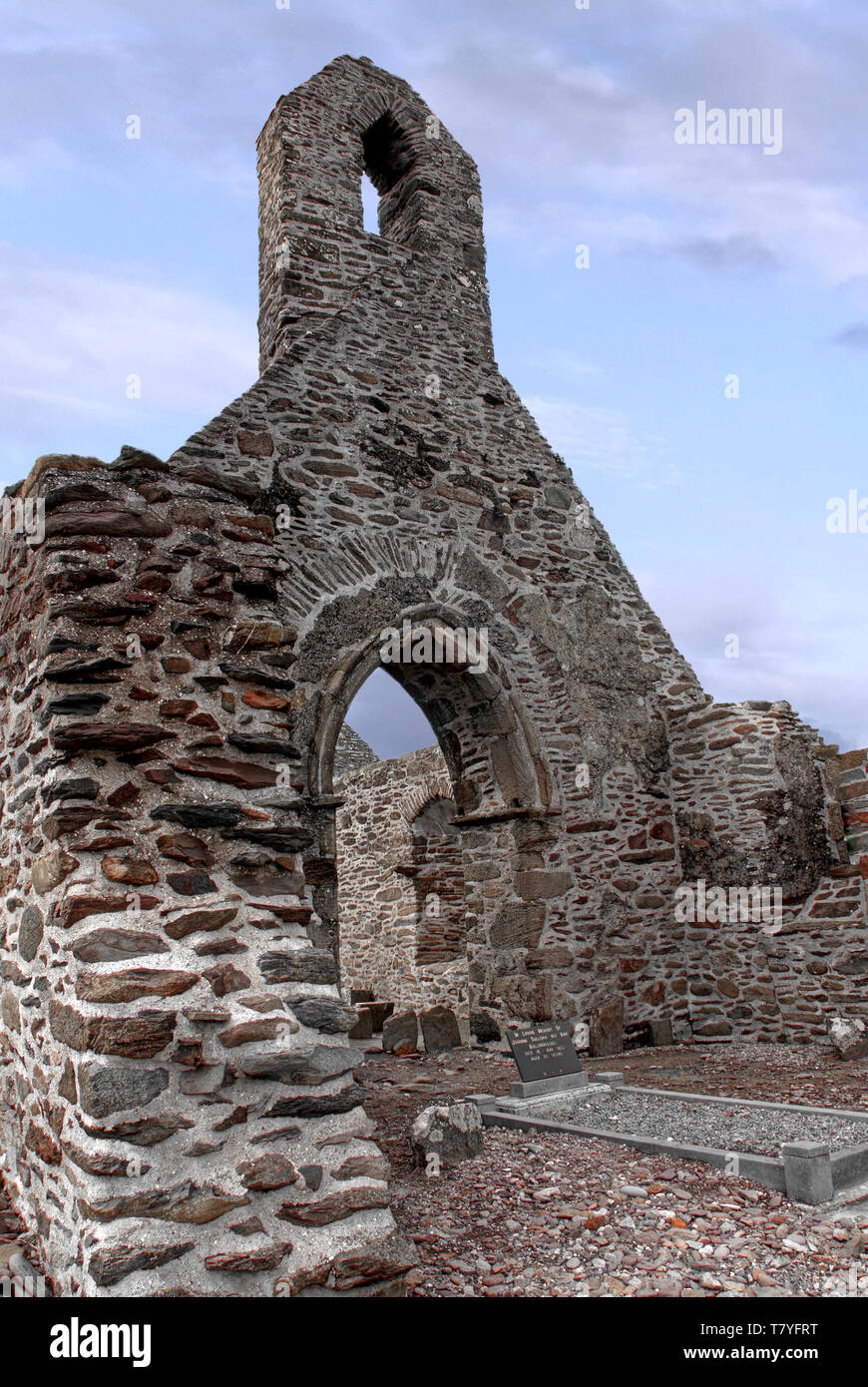 Ballinskelligs Prieuré Augustin a été fondée pour les moines qui sont venus à la terre ferme de Skellig Michael au 12ème siècle. Banque D'Images