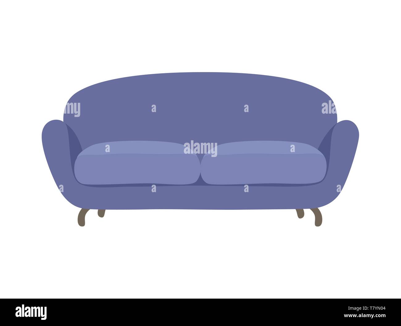 Canapé et de la table de couleur bleu cartoon illustration vecteur. Salon confortable pour l'intérieur isolé sur fond blanc. Illustration de Vecteur