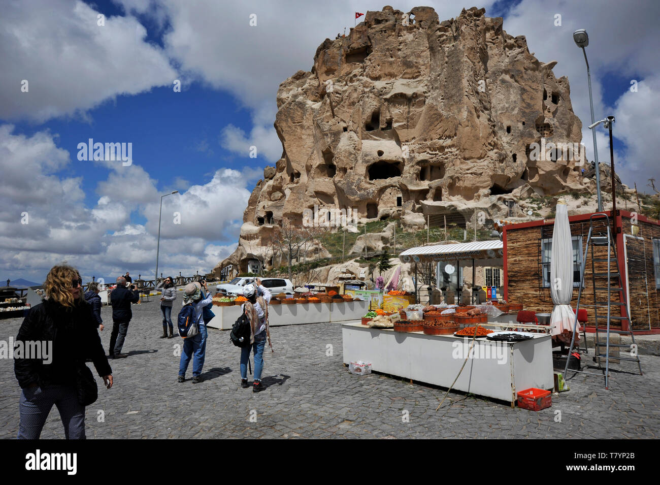 Le Château, Uchisar, Cappadoce, Turquie Banque D'Images