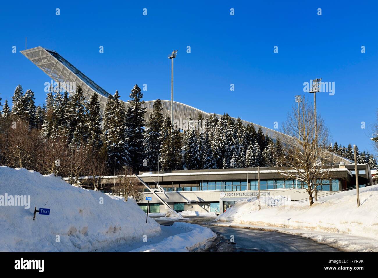 La Norvège, Oslo, district de Holmenkollen, le Holmenkollbakken le saut à ski hill qui abrite le musée du ski Banque D'Images