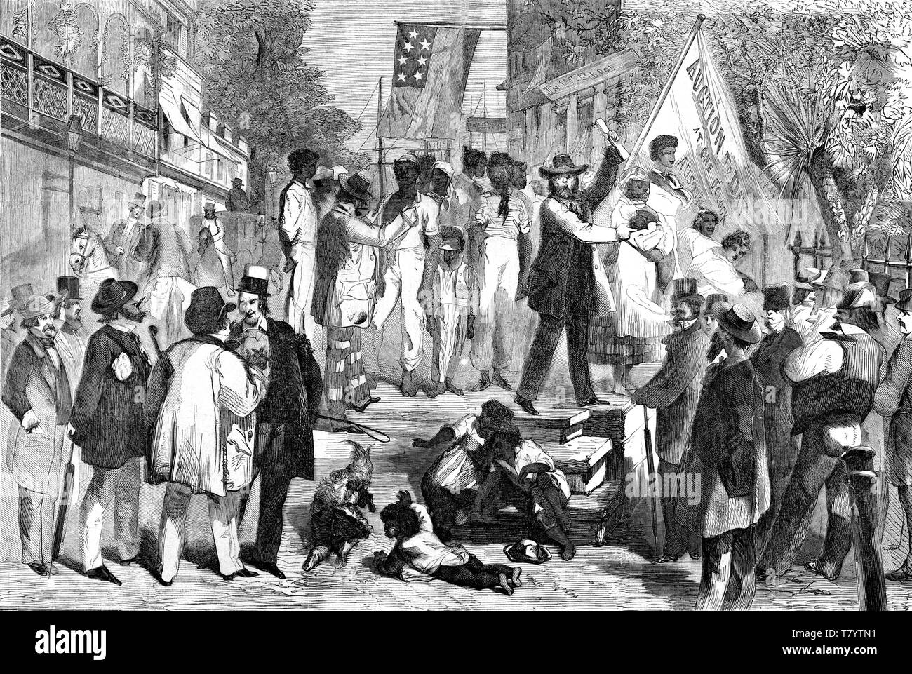 Marché aux esclaves aux enchères, 1861 Banque D'Images