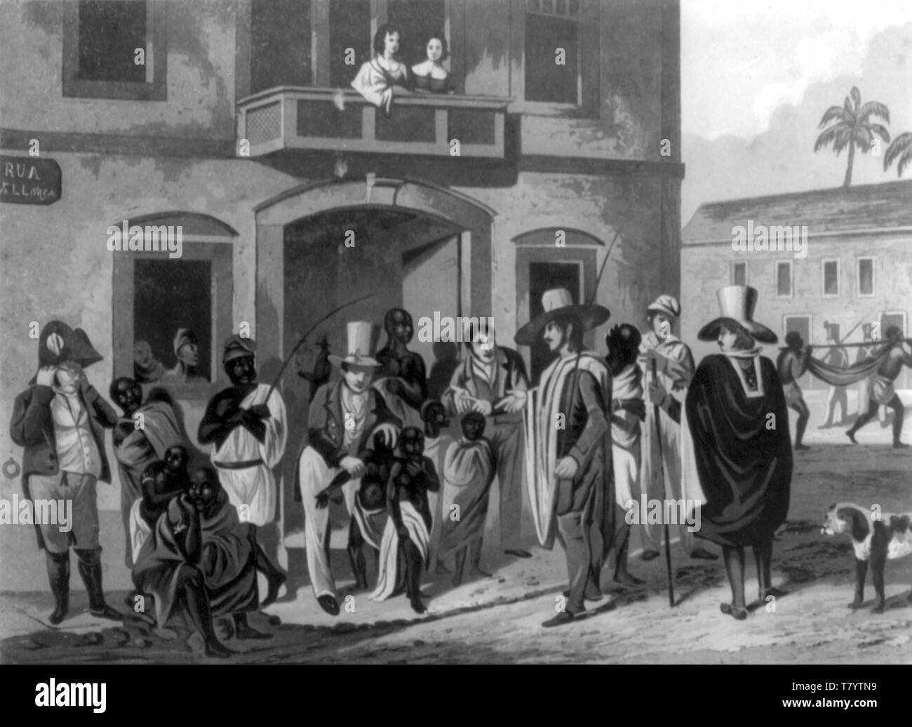Brésil, marché aux esclaves aux enchères, 1824 Banque D'Images