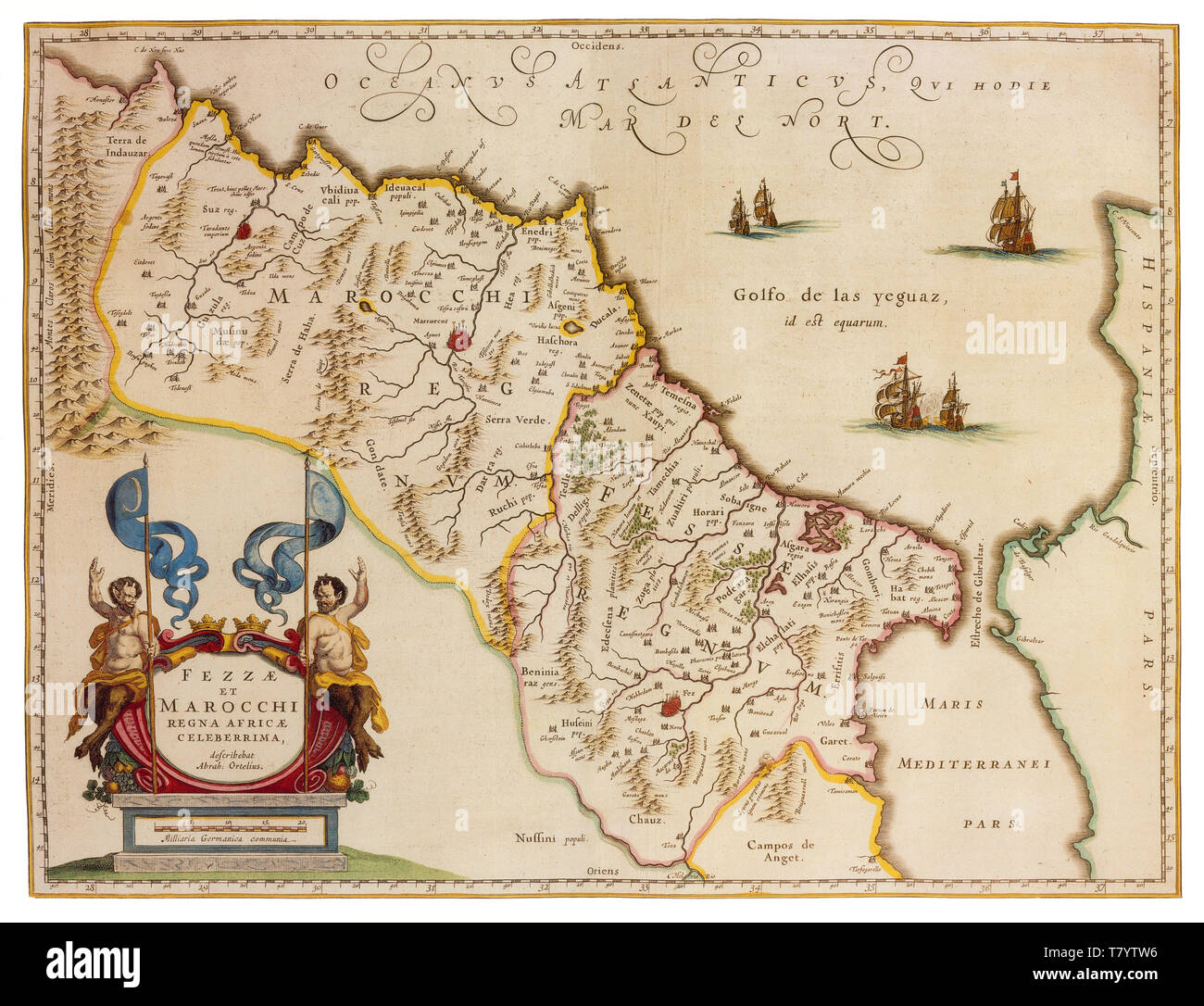 Joan Blaeu, carte du Maroc, 17e siècle Banque D'Images