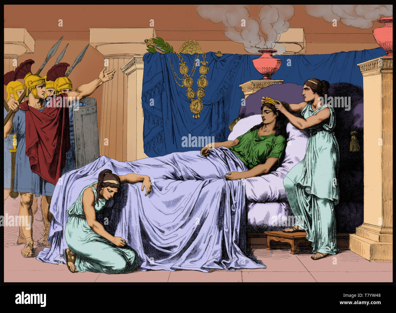 La mort de Cléopâtre, reine d'Egypte, 30 av. Banque D'Images