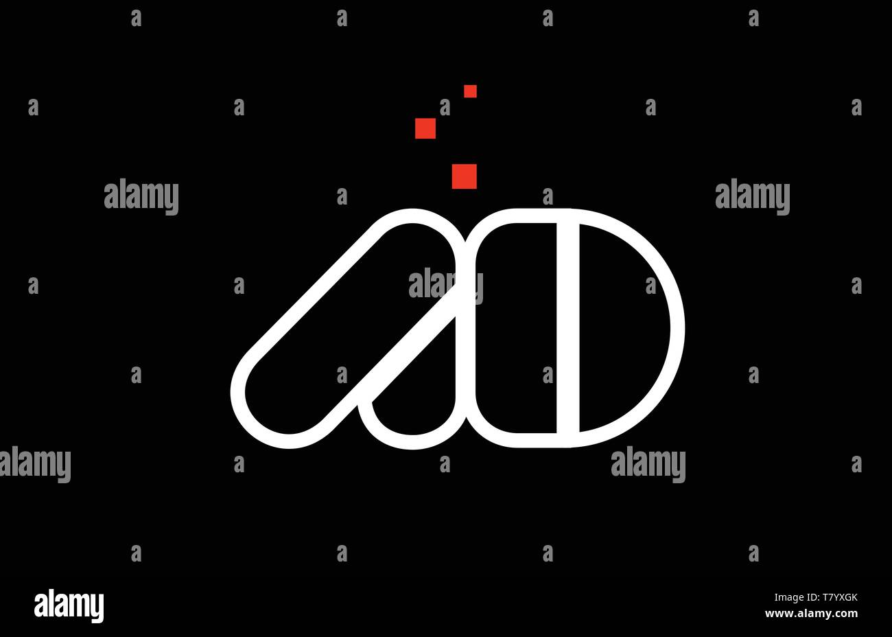 Annonce A D noir blanc rouge points lettre alphabet combinaison approprié comme une icône logo design pour une société ou entreprise Illustration de Vecteur