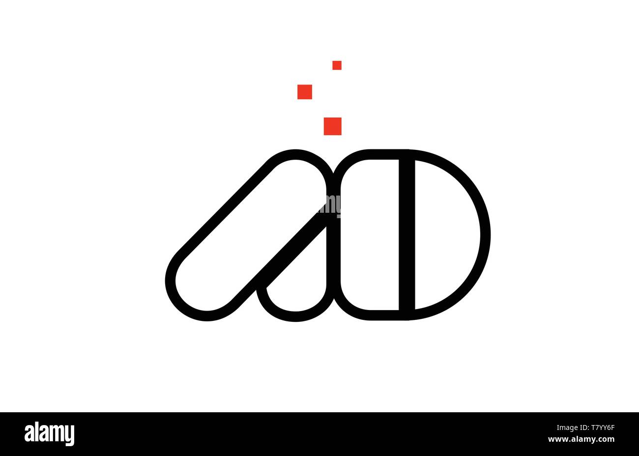 Annonce A D noir blanc rouge points lettre alphabet combinaison approprié comme une icône logo design pour une société ou entreprise Illustration de Vecteur