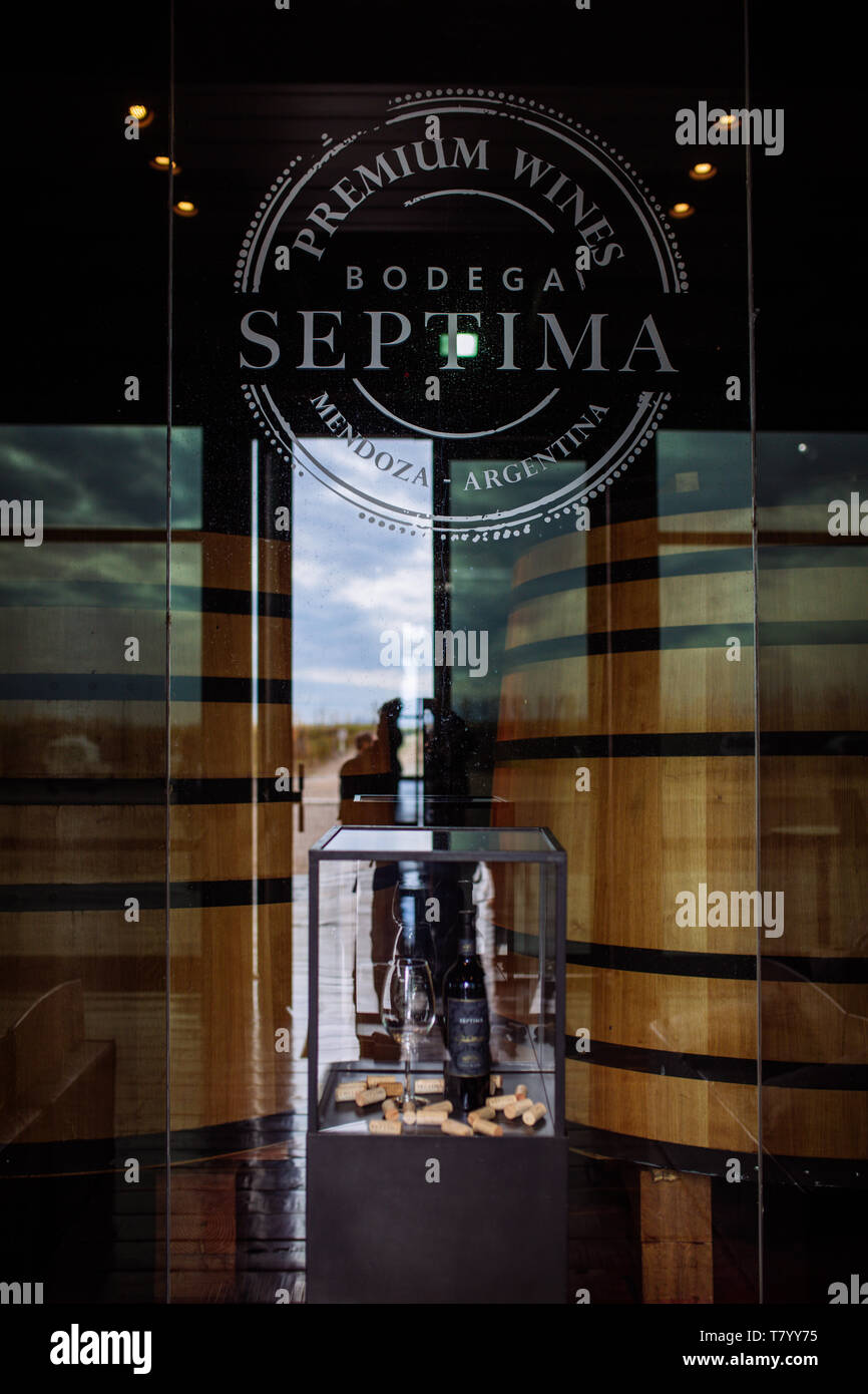 À l'intérieur de Bodega Septima, Agrelo, Lujan de Cuyo, Mendoza, Argentine Banque D'Images