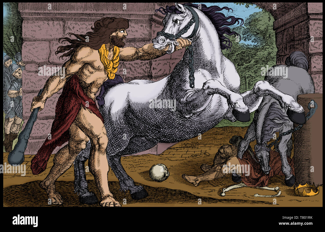 Travaux d'Hercule, voler les juments de Diomède Banque D'Images