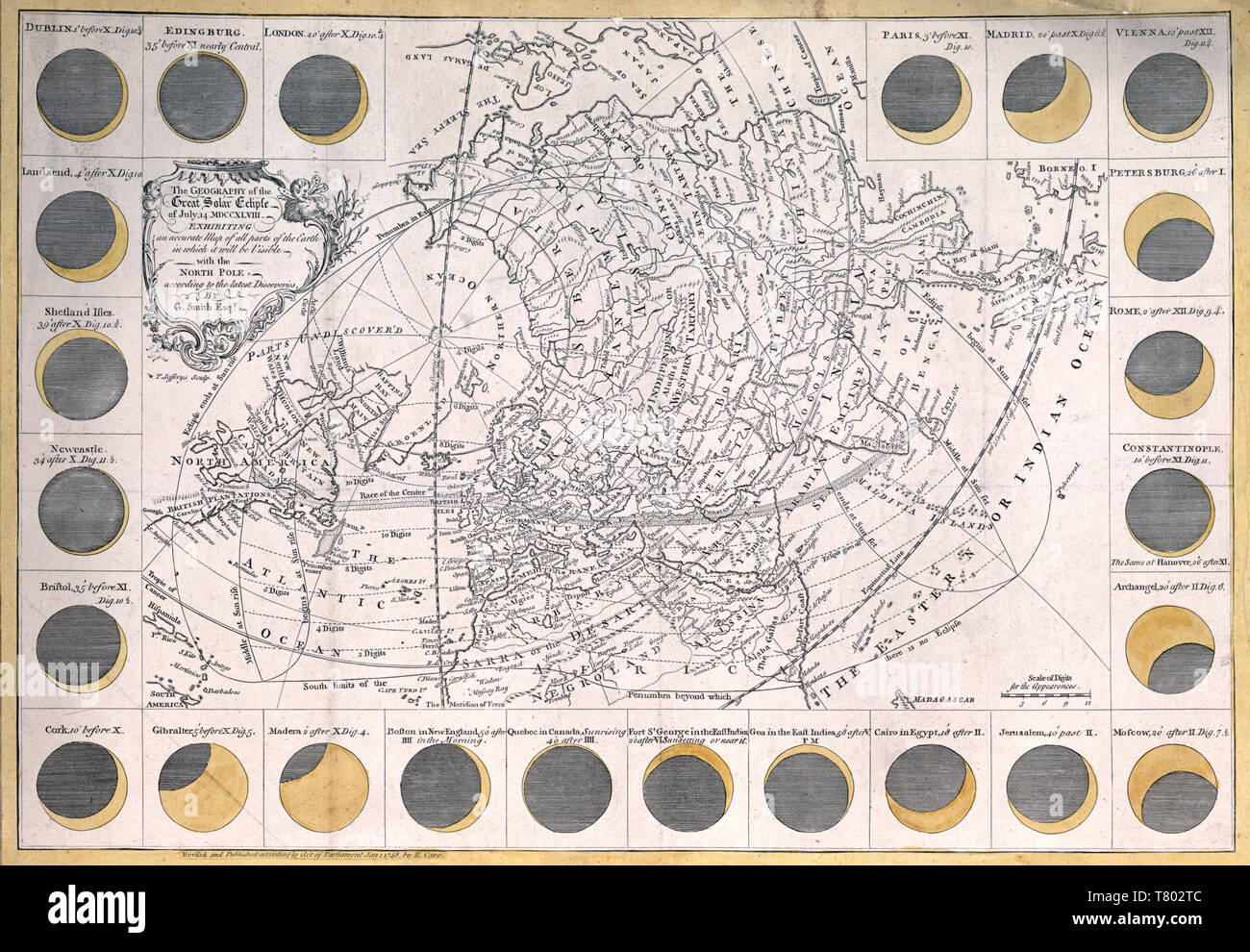 Éclipse solaire, 1748 Banque D'Images