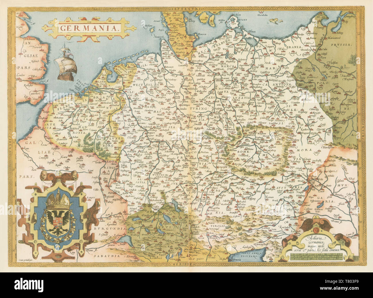 Theatrum Orbis Terrarum, Allemagne, 1570 Banque D'Images