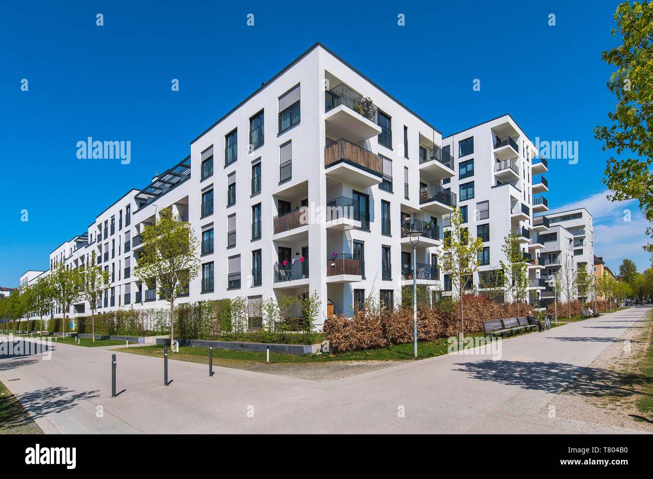 Bloc d'appartements, de nouveaux bâtiments dans Parkviertel-Giesing, Giesing, Munich, Haute-Bavière, Bavière, Allemagne Banque D'Images
