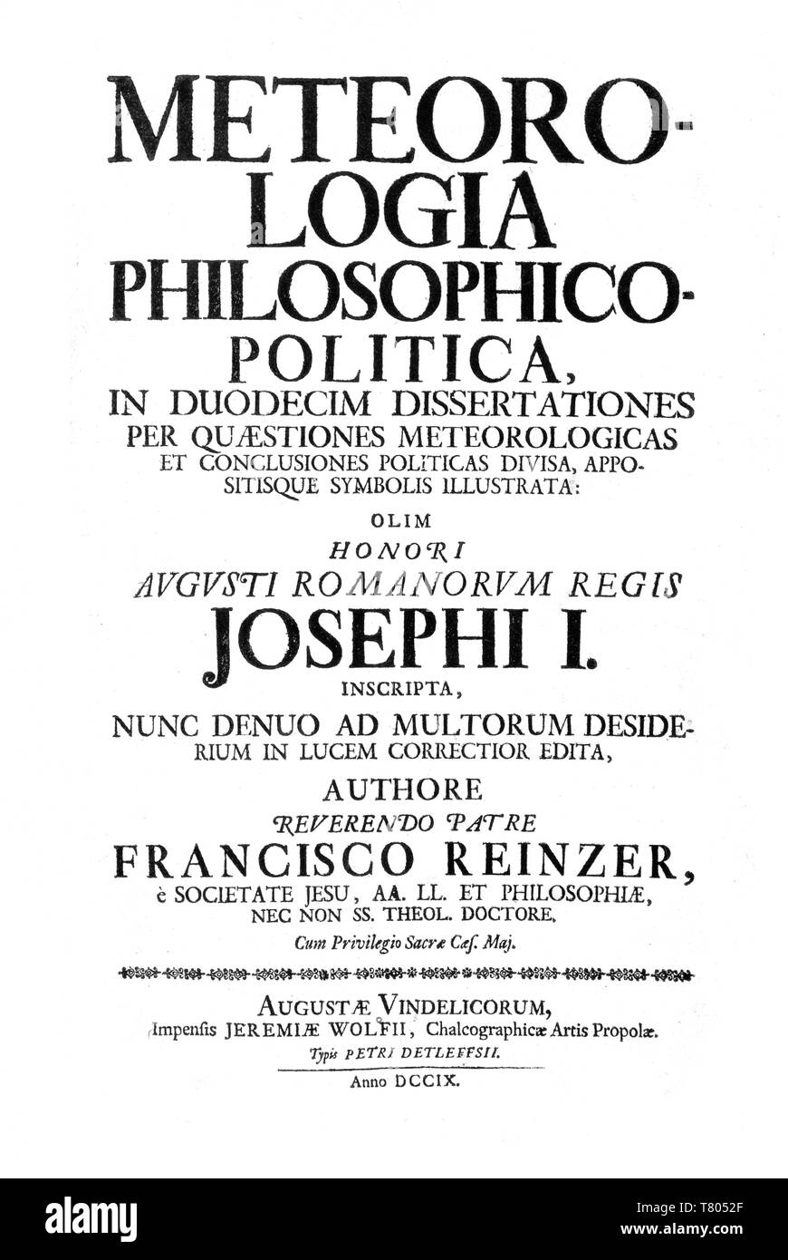 Meteorologia, Page de titre, 1709 Banque D'Images