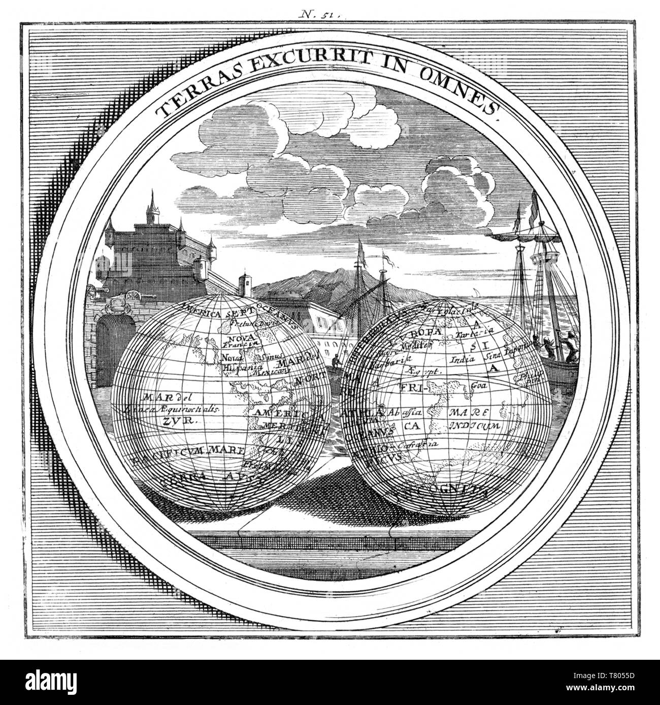 Meteorologia, Pacifique et l'Atlantique, 1709 Banque D'Images
