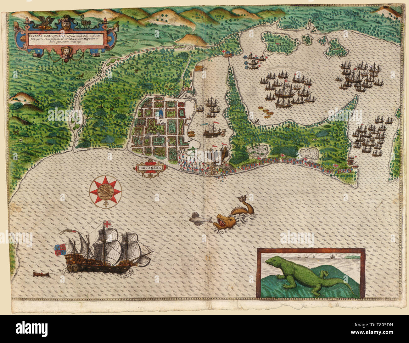 Francis Drake Voyage West Indian, Cartagena, 1586 Banque D'Images
