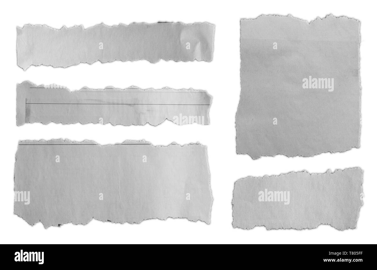 Morceaux de papier déchiré sur fond uni Banque D'Images