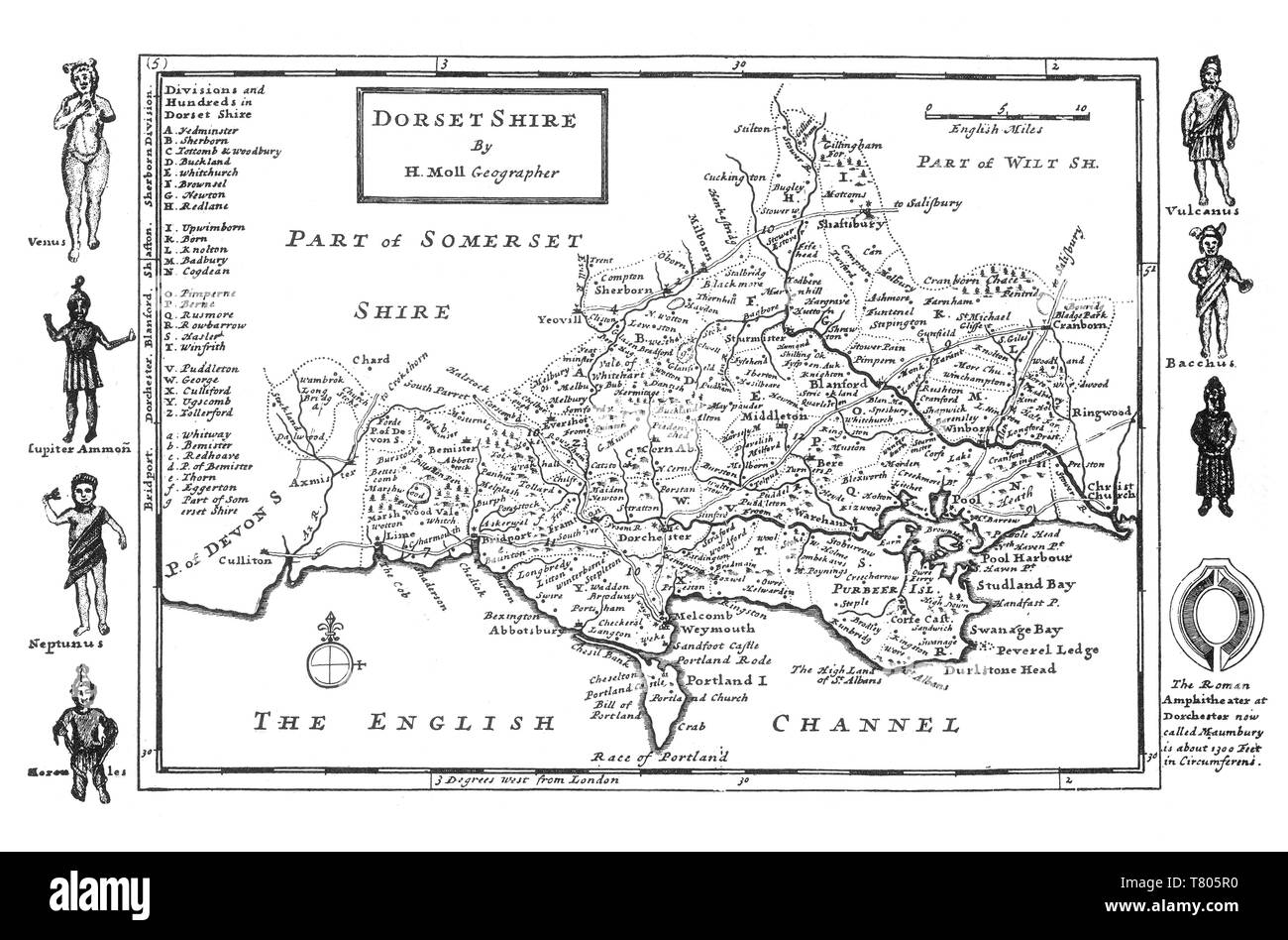 Herman Moll, Dorset, 1724 Banque D'Images