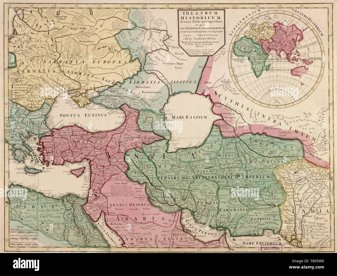 Guillaume Delisle, l'Empire romain d'une carte, 400 ANNONCE Banque D'Images