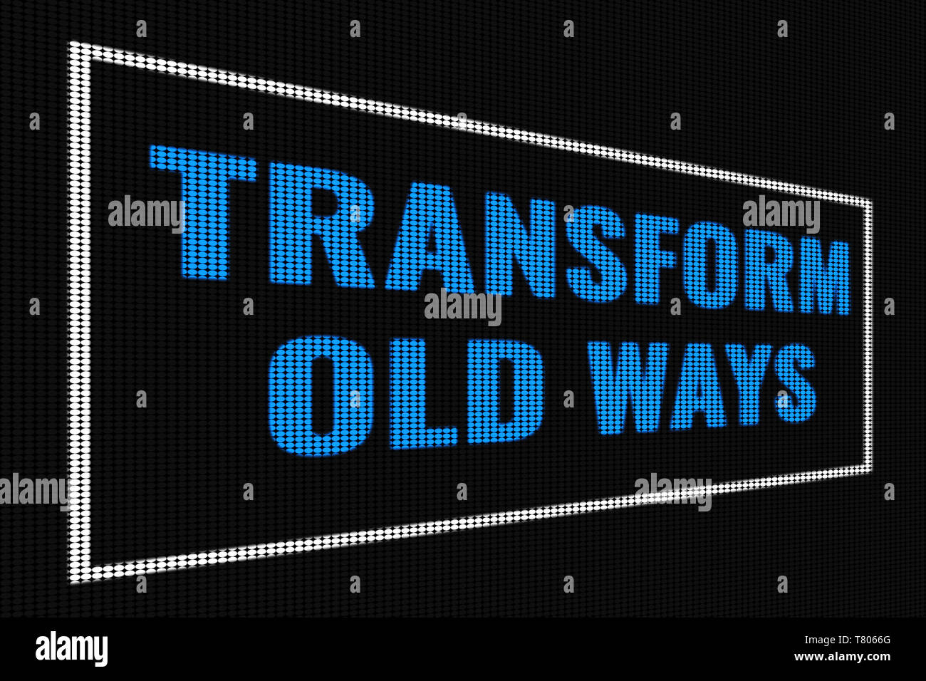 Transformer les vieilles manières le texte en bleu sur l'écran noir, plat effet. Banque D'Images