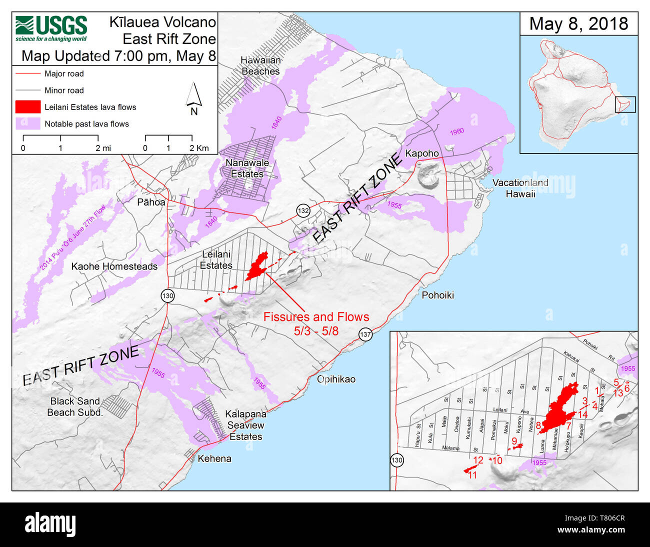 Éruption du Kilauea, Mai 2018 Banque D'Images