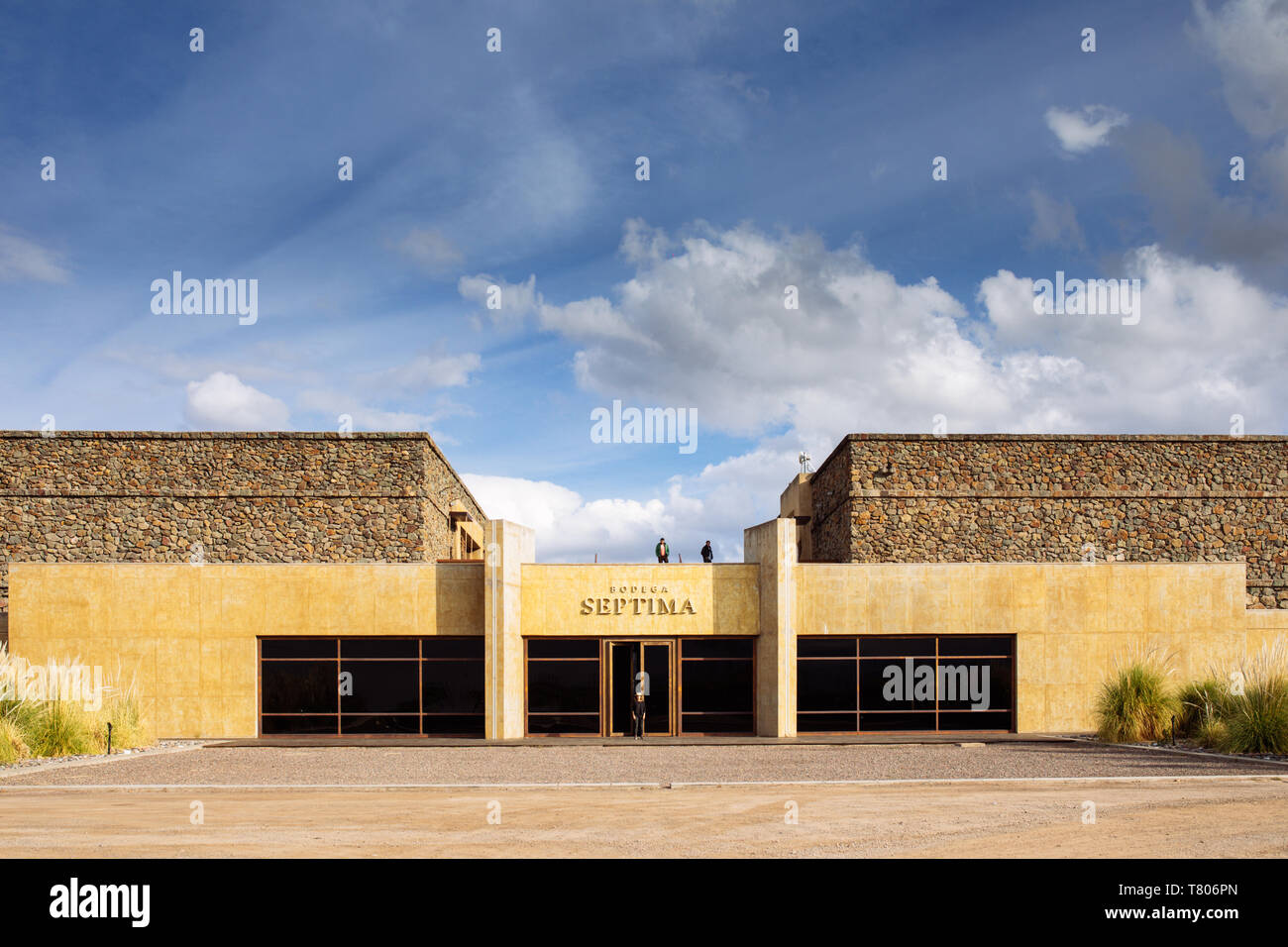 Vue avant de la Bodega Septima Winery, Agrelo, Lujan de Cuyo, Mendoza, Argentine Banque D'Images