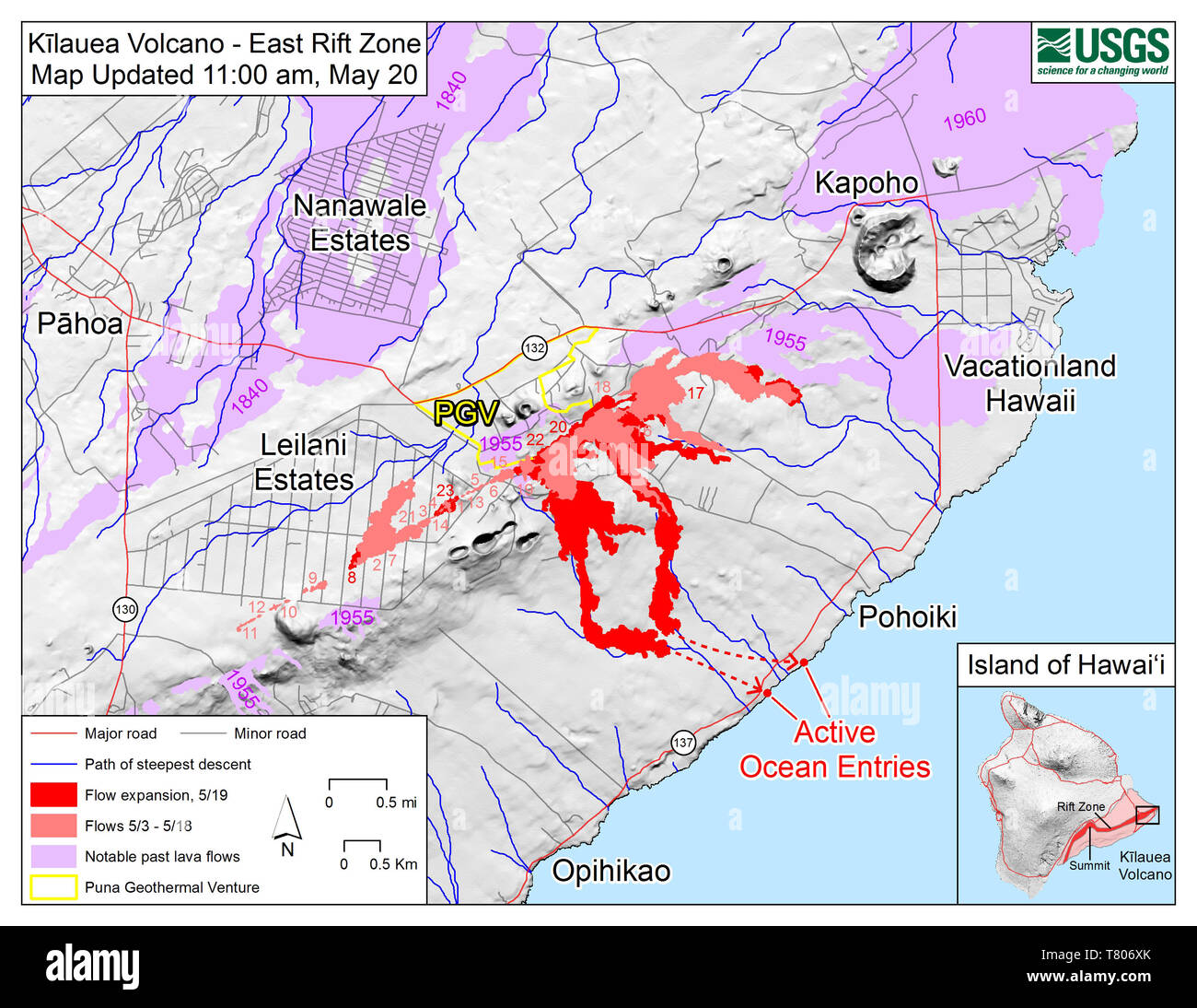 Éruption du Kilauea, Mai 2018 Banque D'Images