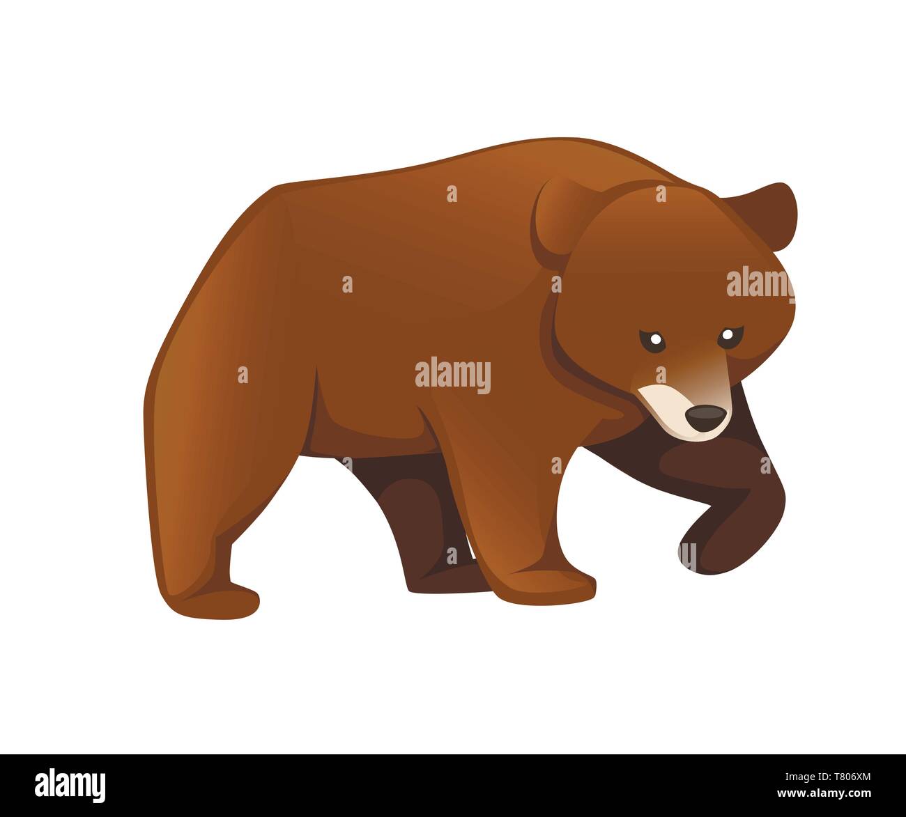 Grizzli. Des animaux en Amérique du Nord, l'ours brun. Cartoon animal design. Télévision vector illustration isolé sur fond blanc. La marche de l'ours, vue de côté. Illustration de Vecteur