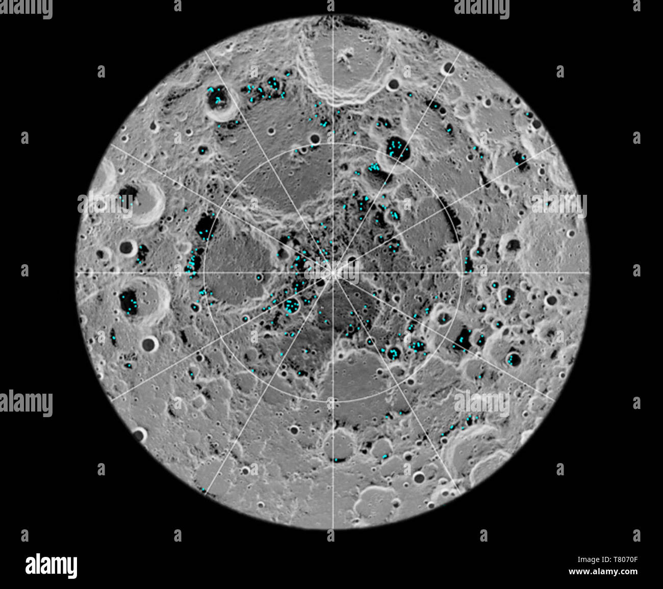 Glace au pôle Nord de la Lune Banque D'Images