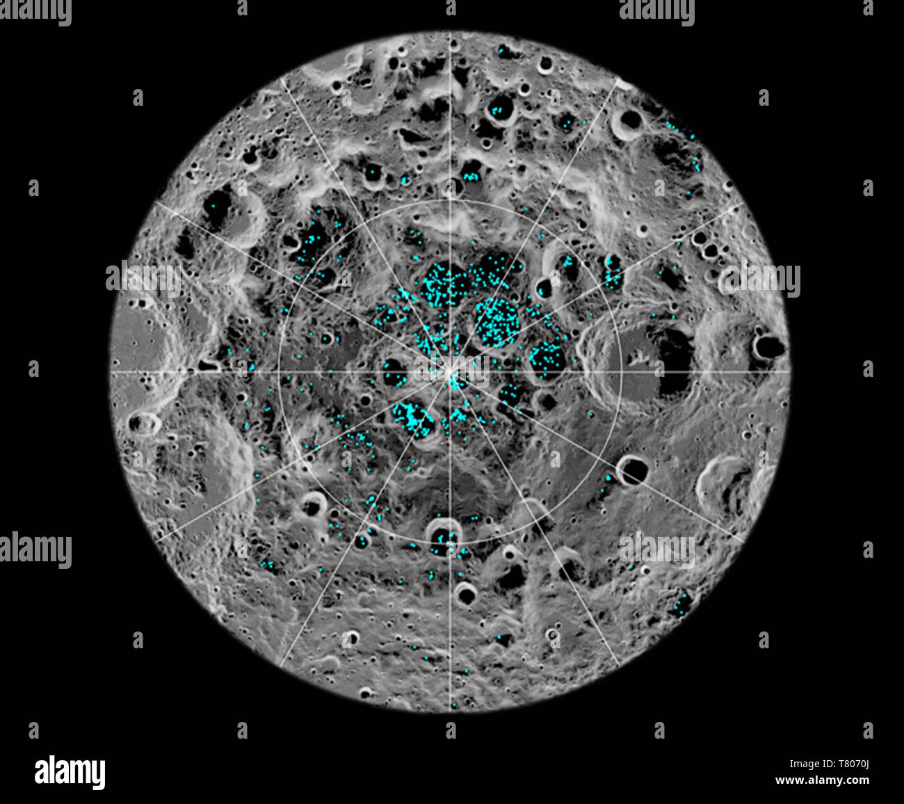 Glace au pôle Sud de la Lune Banque D'Images