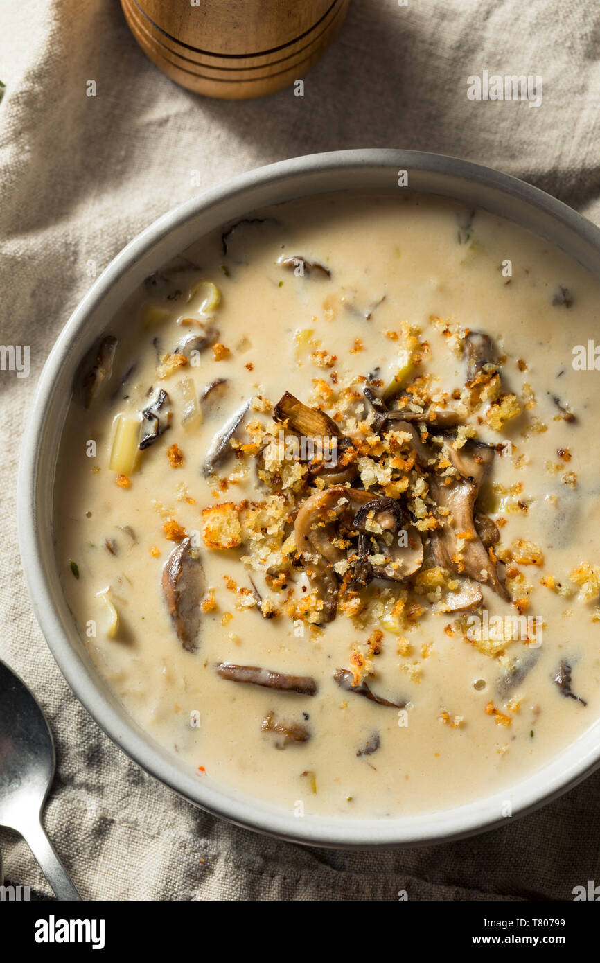 Crème de Champignons fait maison avec des miettes de pain Banque D'Images