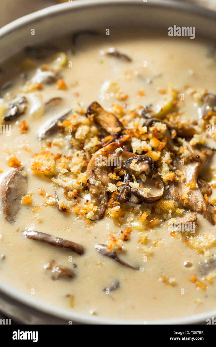 Crème de Champignons fait maison avec des miettes de pain Banque D'Images