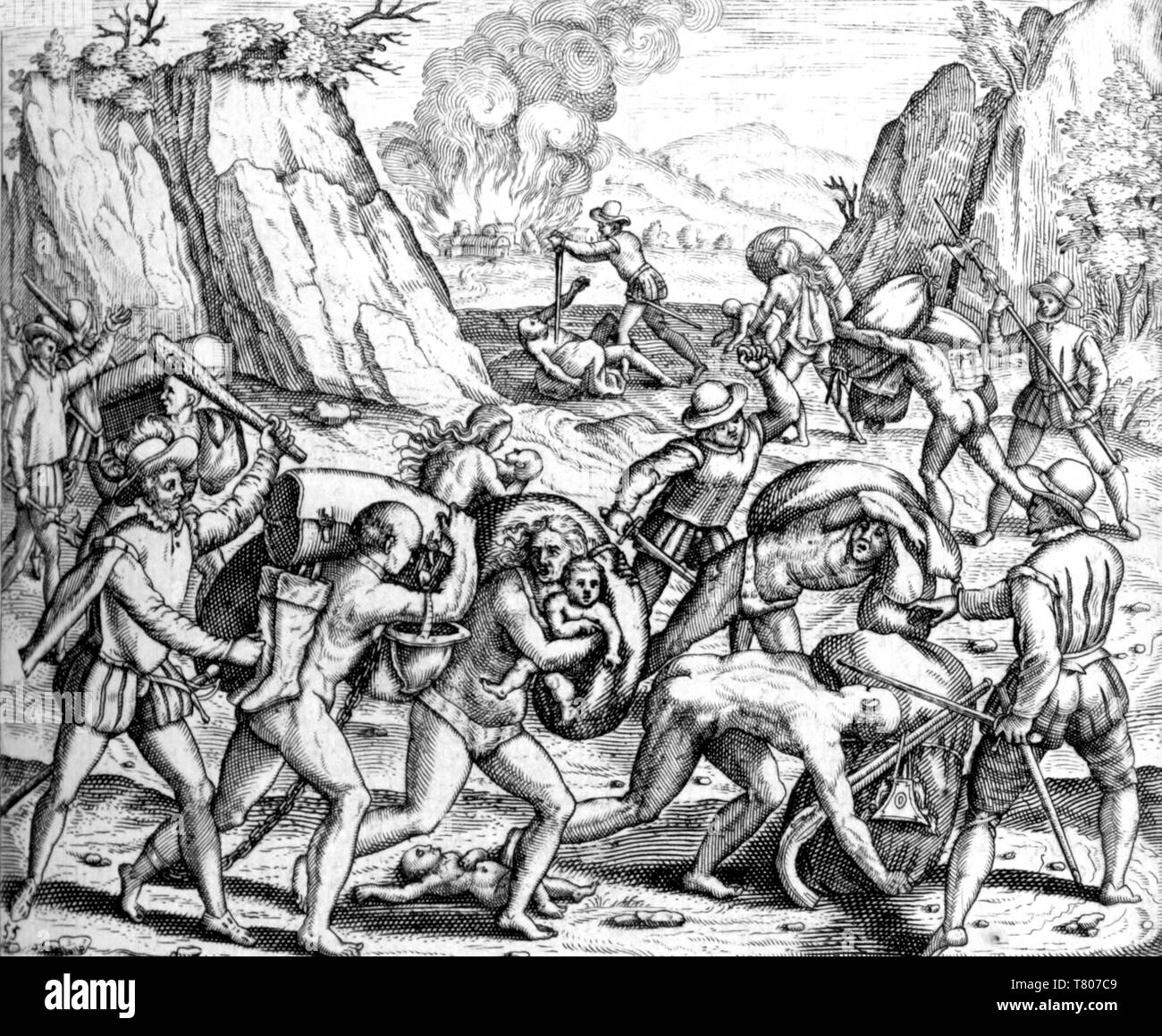 La persécution espagnole dans les Antilles, l'esclavage, 16e siècle Banque D'Images