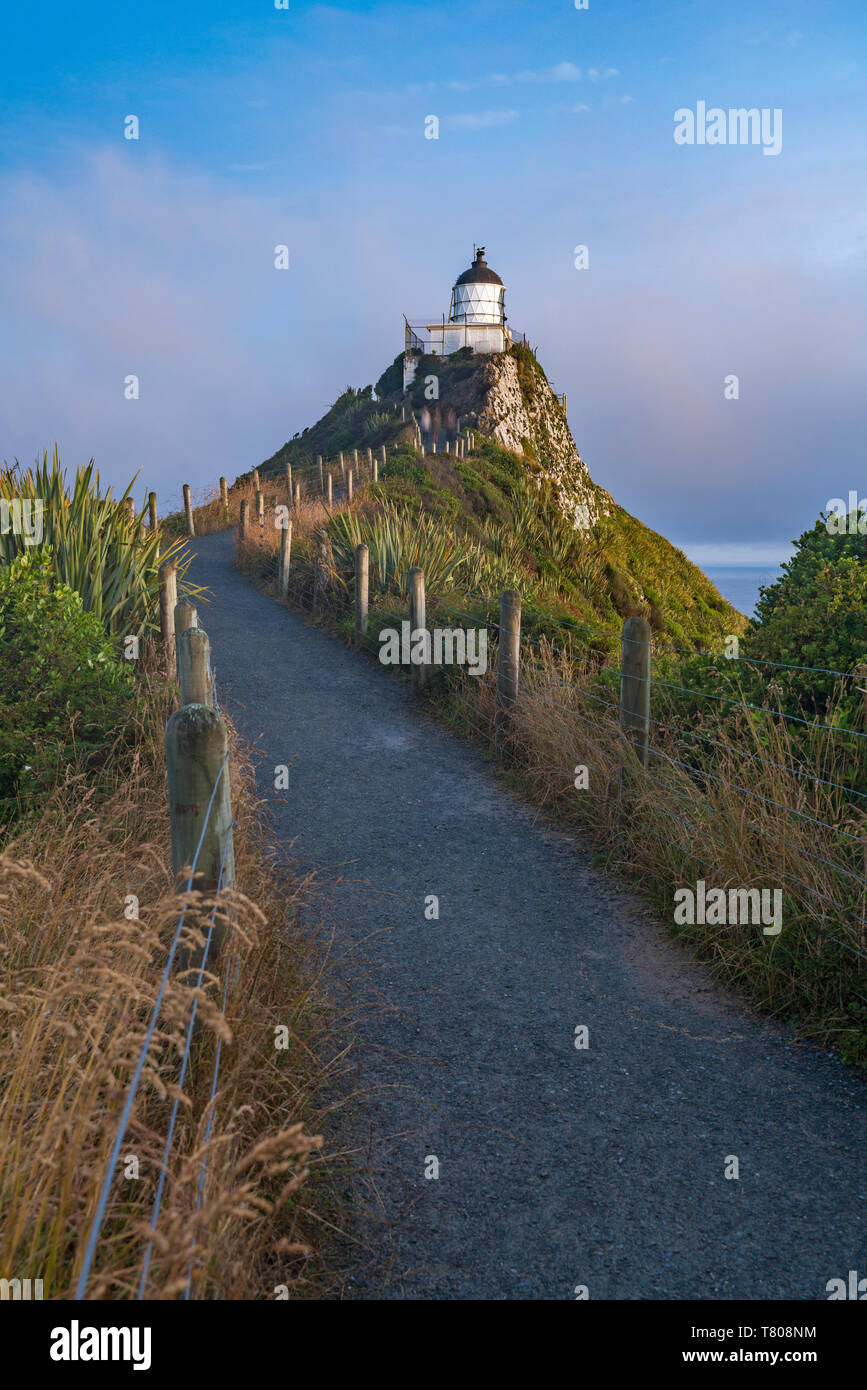 Nugget Point Lighthouse, télévision Ahuriri, Clutha district, région de l'Otago, île du Sud, Nouvelle-Zélande, Pacifique Banque D'Images