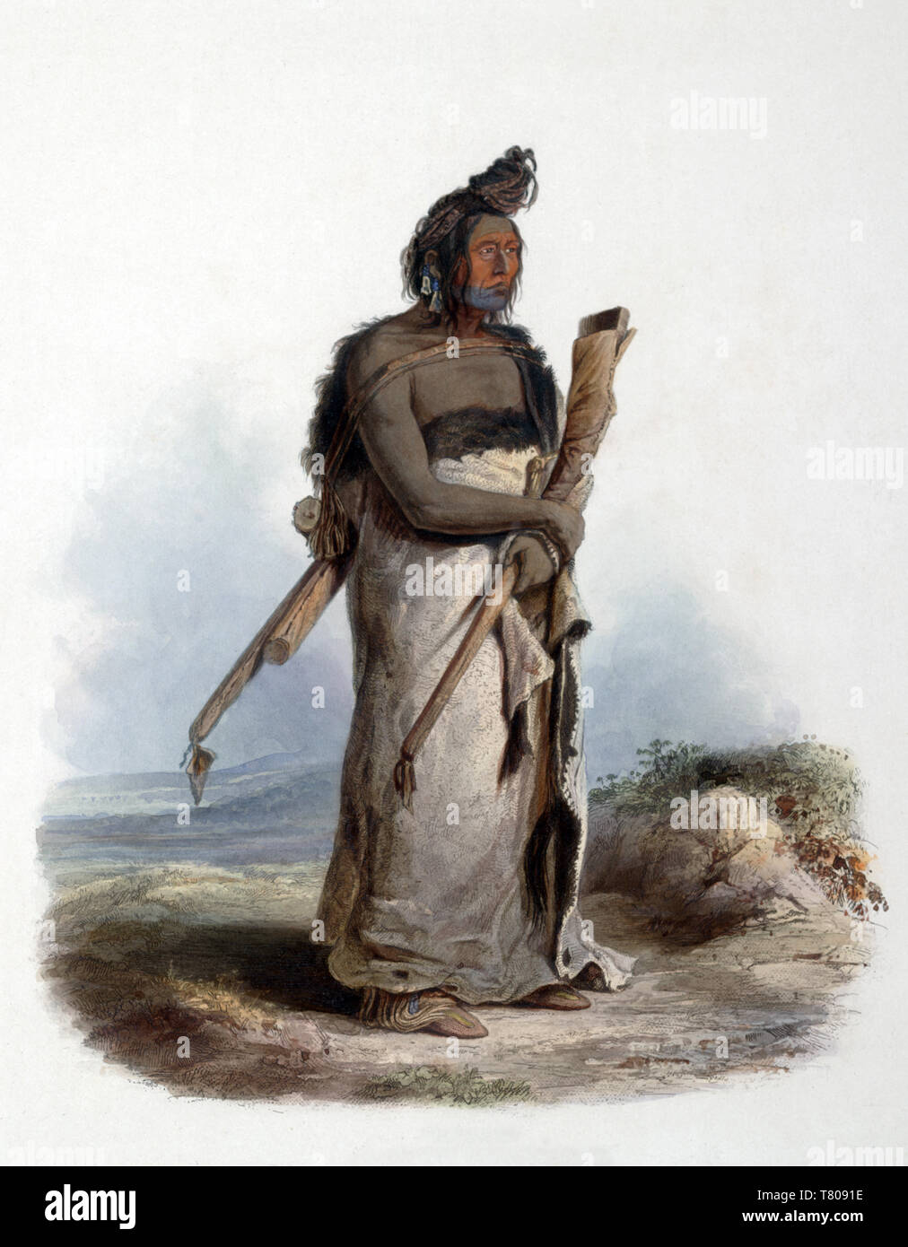 Native American Gros-ventres chef indien, 1830 Banque D'Images