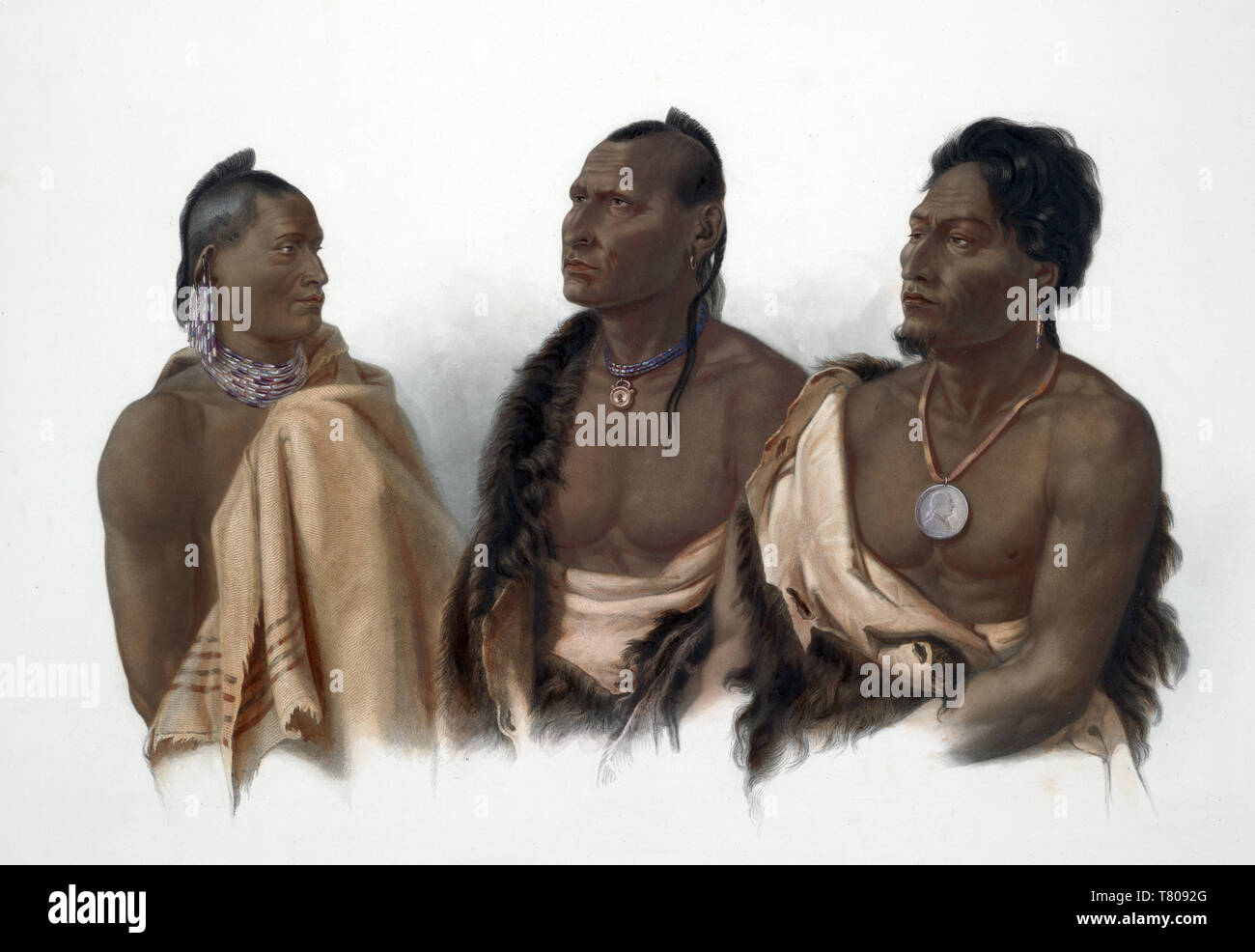 Native American Indian Warriors, années 1830 Banque D'Images