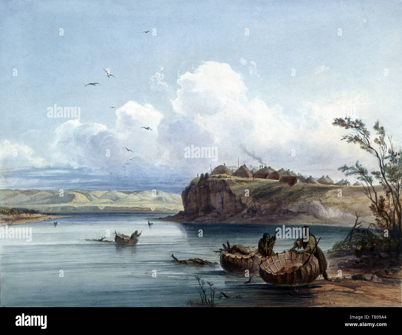 Native American Indian Encampment Mandan, 1830 Banque D'Images