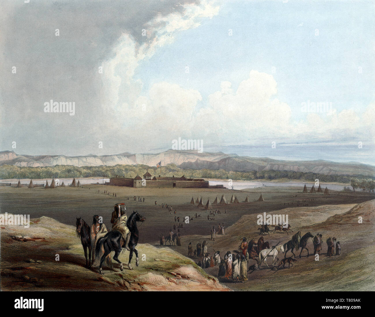 Le nombre d'Amérindiens, de Fort Union Trading Post, 1830 Banque D'Images