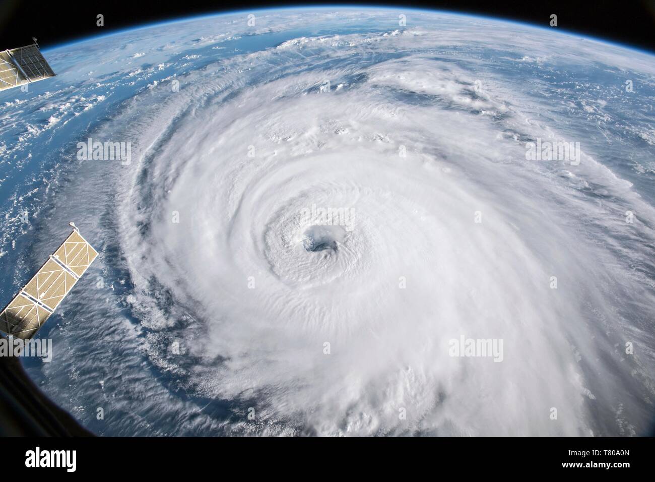 L'ouragan Florence, ISS de droit Banque D'Images